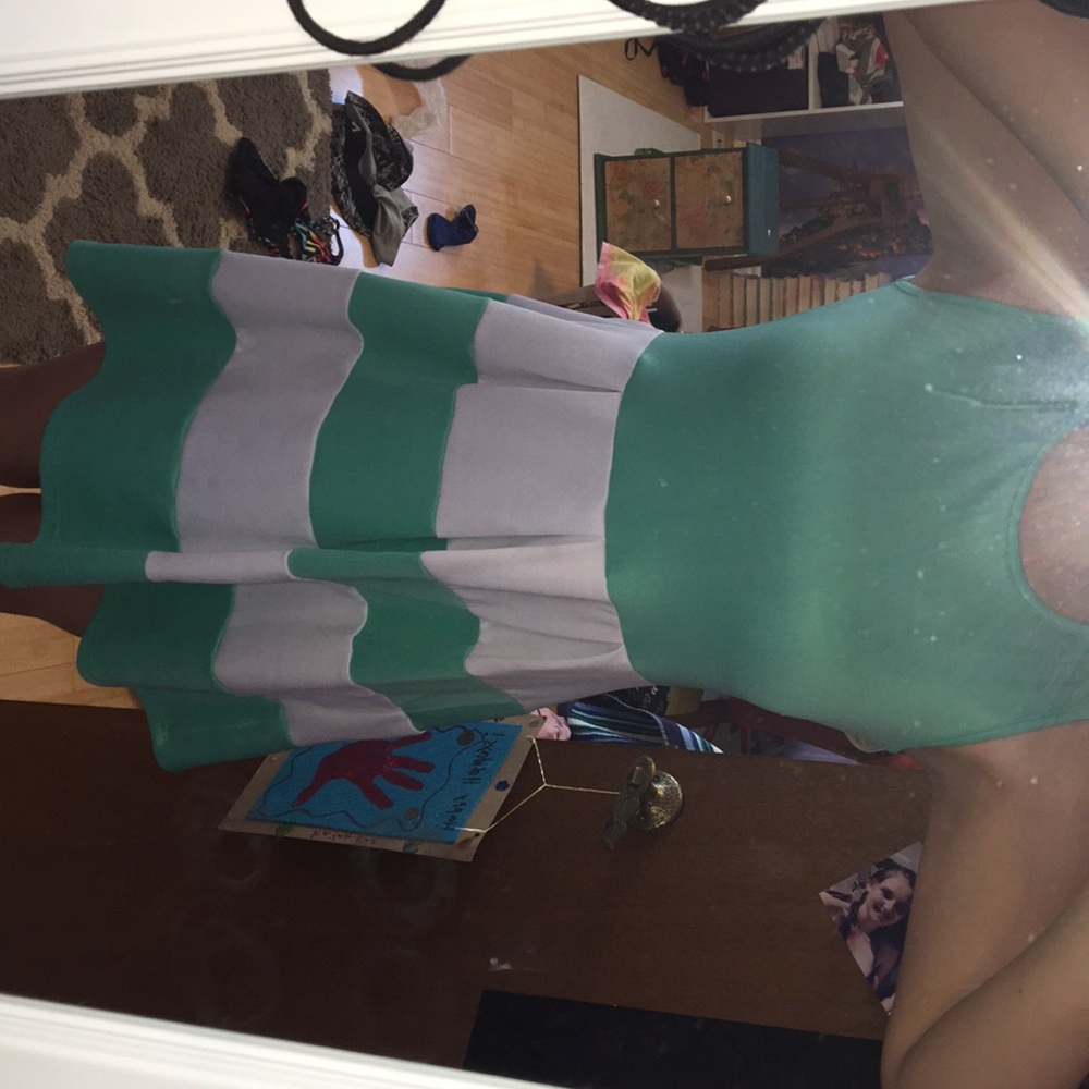 Teal and white dress